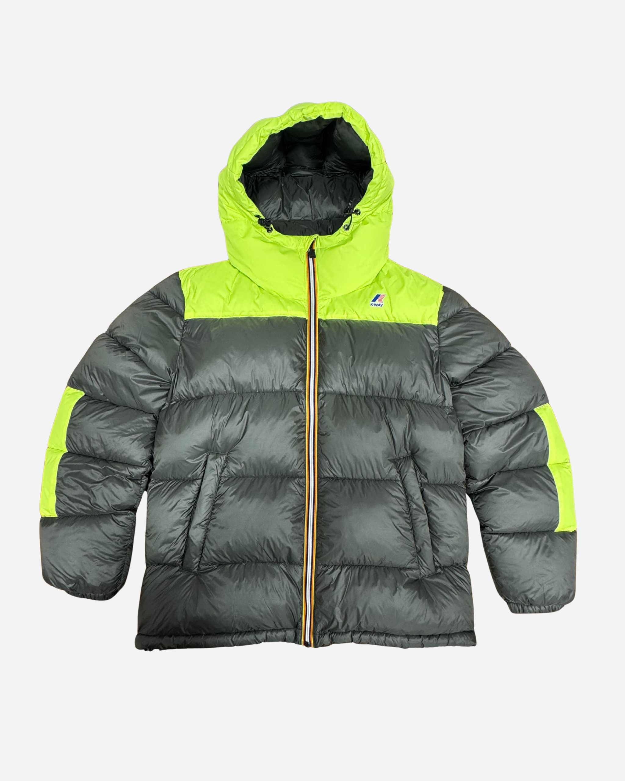 Piumino K-Way - bicolore, lime e verde scuro taglia XL
