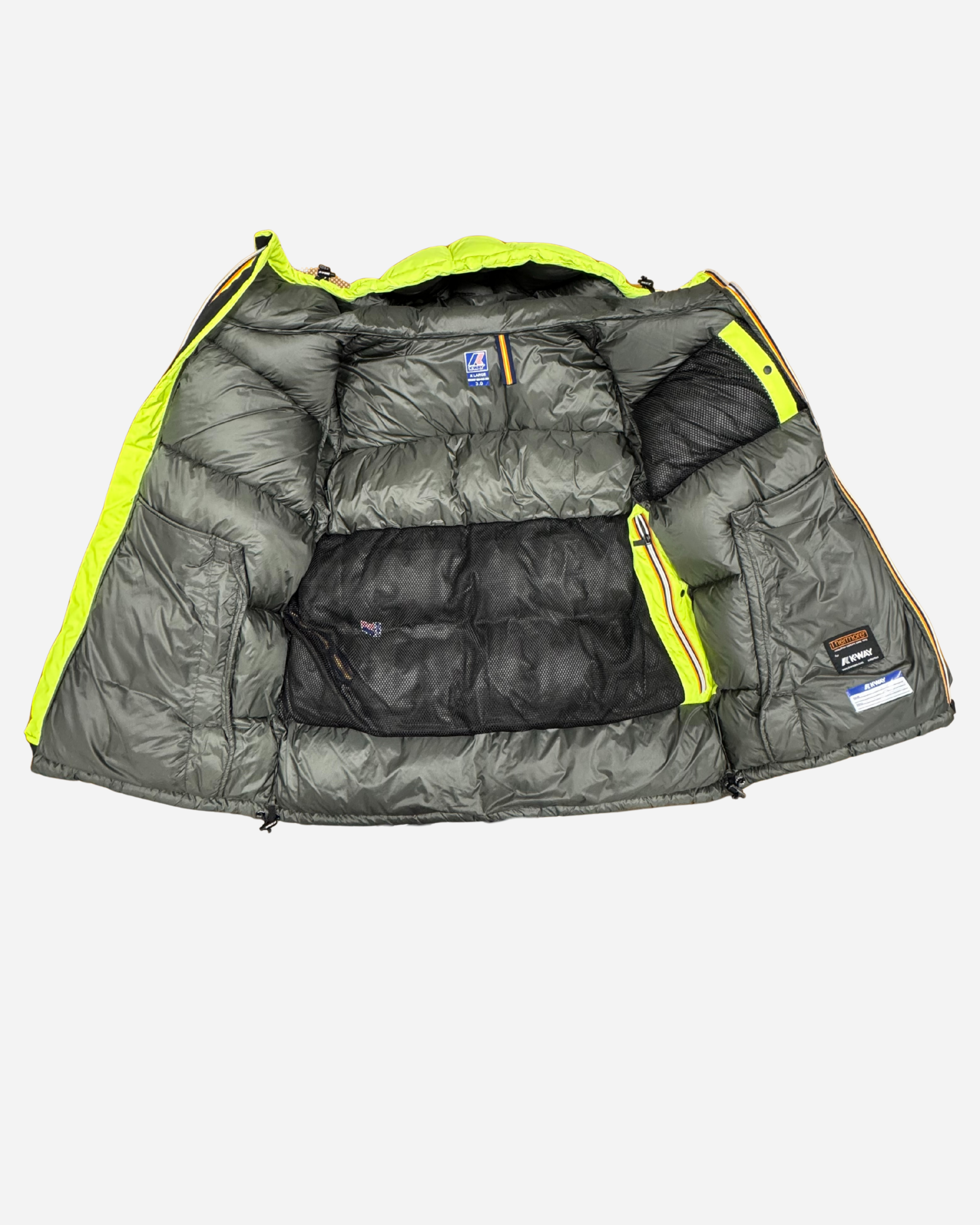 Piumino K-Way - bicolore, lime e verde scuro taglia XL